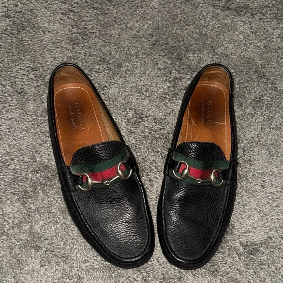 Gucci | Shoes | Gucci Black And Green Slipon Loafers With  display picture 3